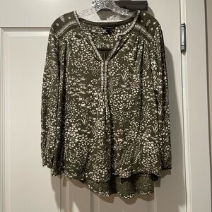 Lucky Brand Olive Floral Blouse size 1x